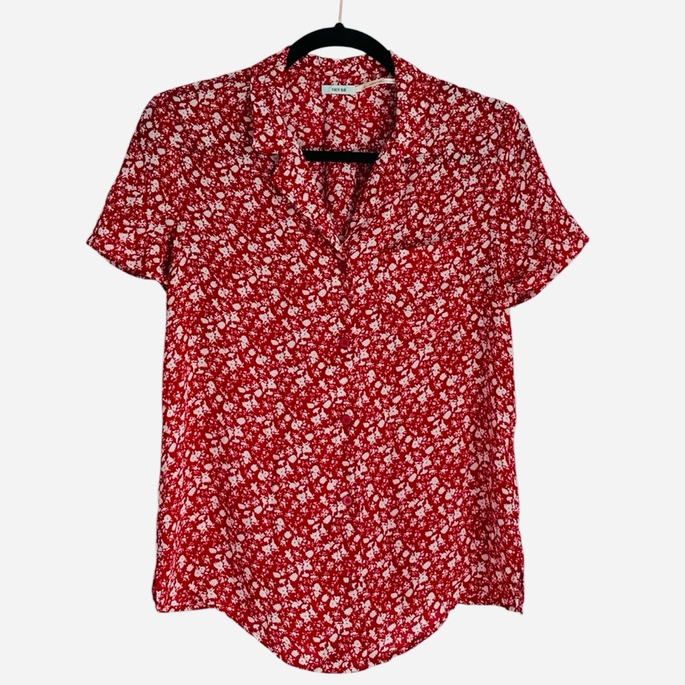 Kimchi Blue Red Floral Button Down Shirt